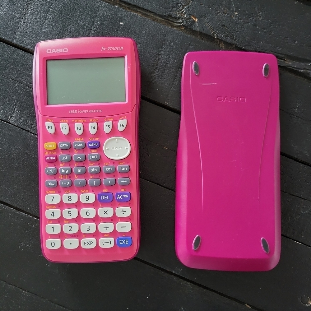 Casio Graphing Calculator FX-9750 GLL Pink Cover Case Tested & Working